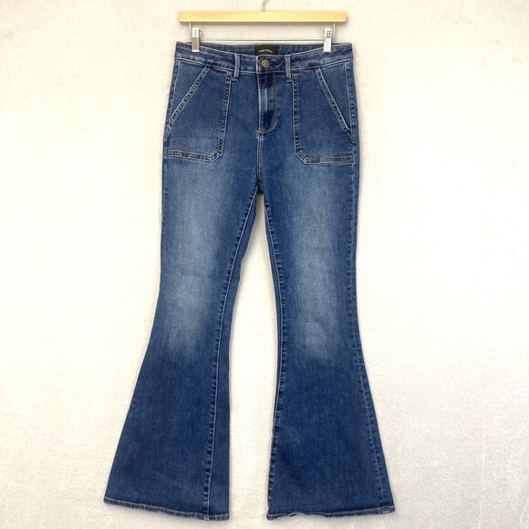 Free People Driftwood Farrah Flare Jeans Womens 28 Blue High Rise Stretch Denim - Picture 1 of 13